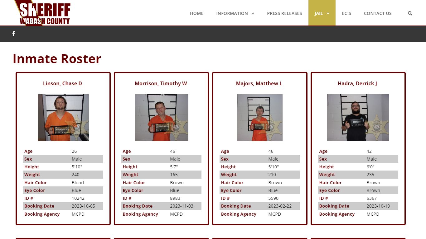 Inmate Roster - Wabash County Sheriff's Office