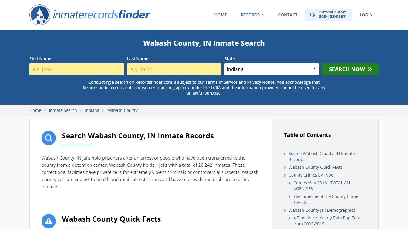 Wabash County, IN Inmate Lookup & Jail Records Online
